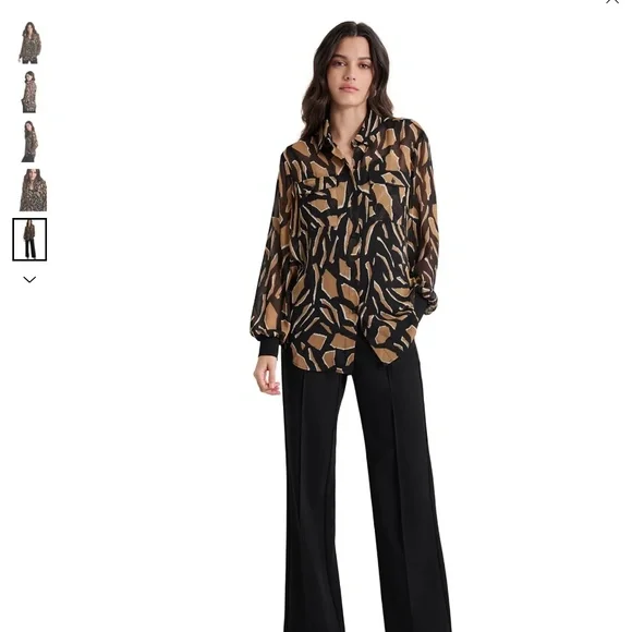 DKNY Women's Printed Button-Front Long-Sleeve Shirt - Picture 2 of 9